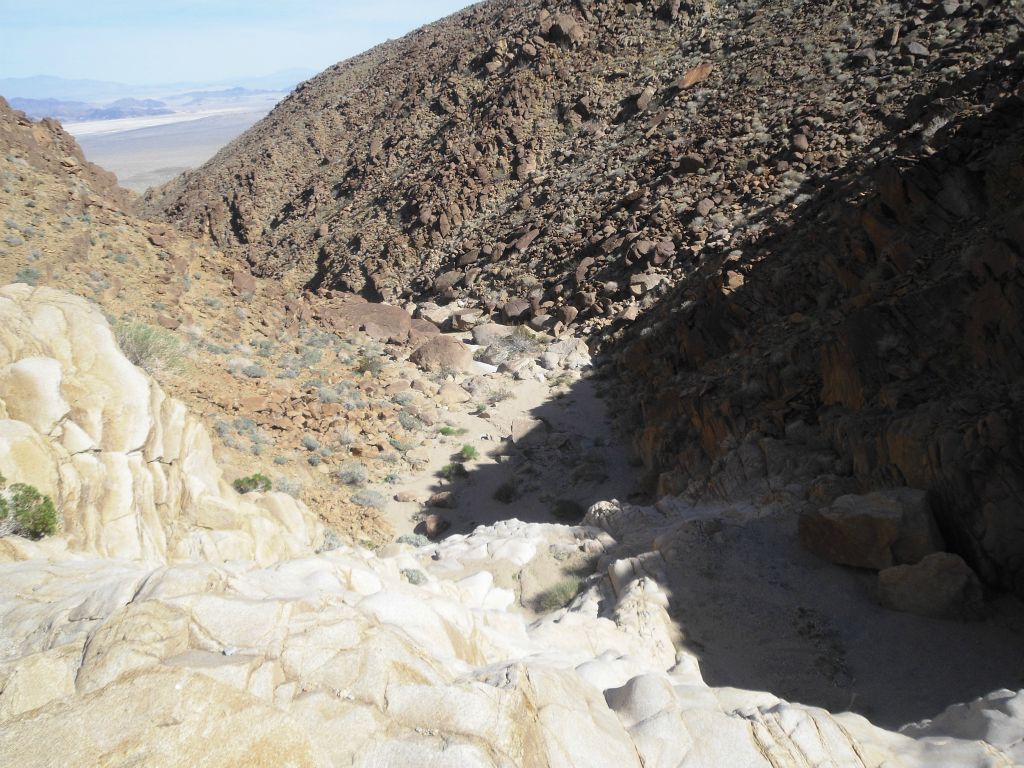 Looking over the second dry fall and back out the canyon: