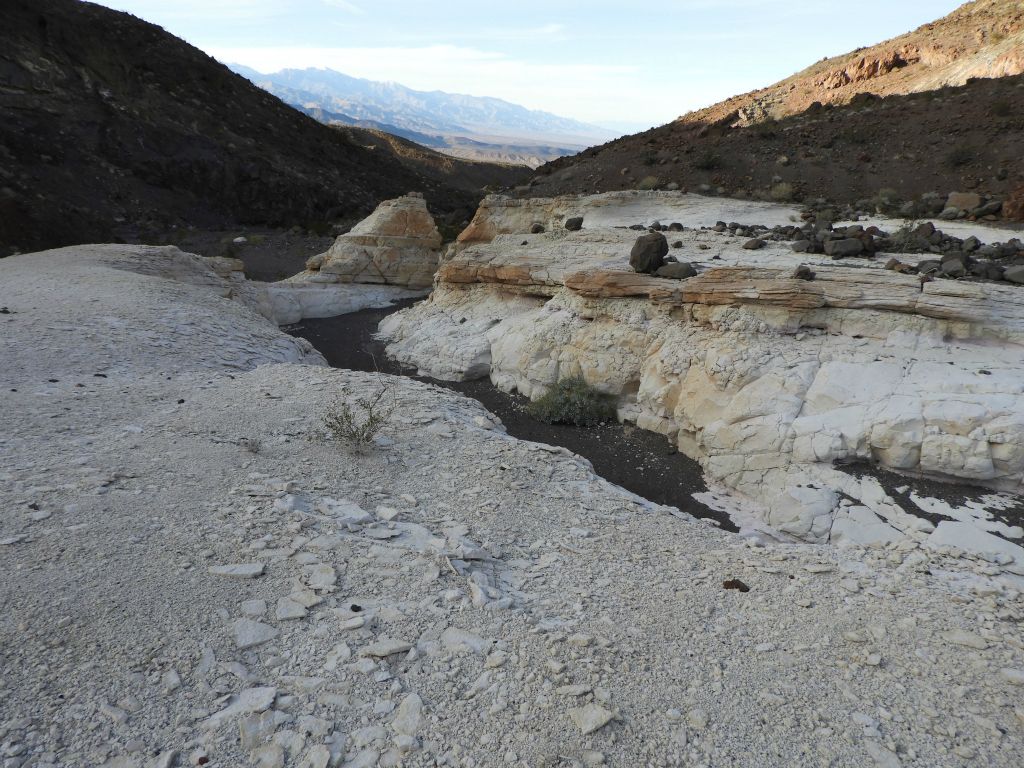 Standing on top of the white narrows and looking back down canyon: