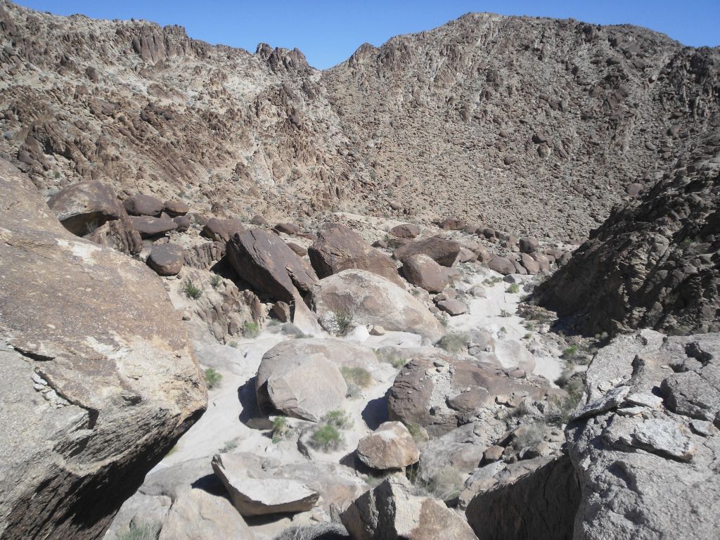 Getting up the first part and then looking back down the canyon: