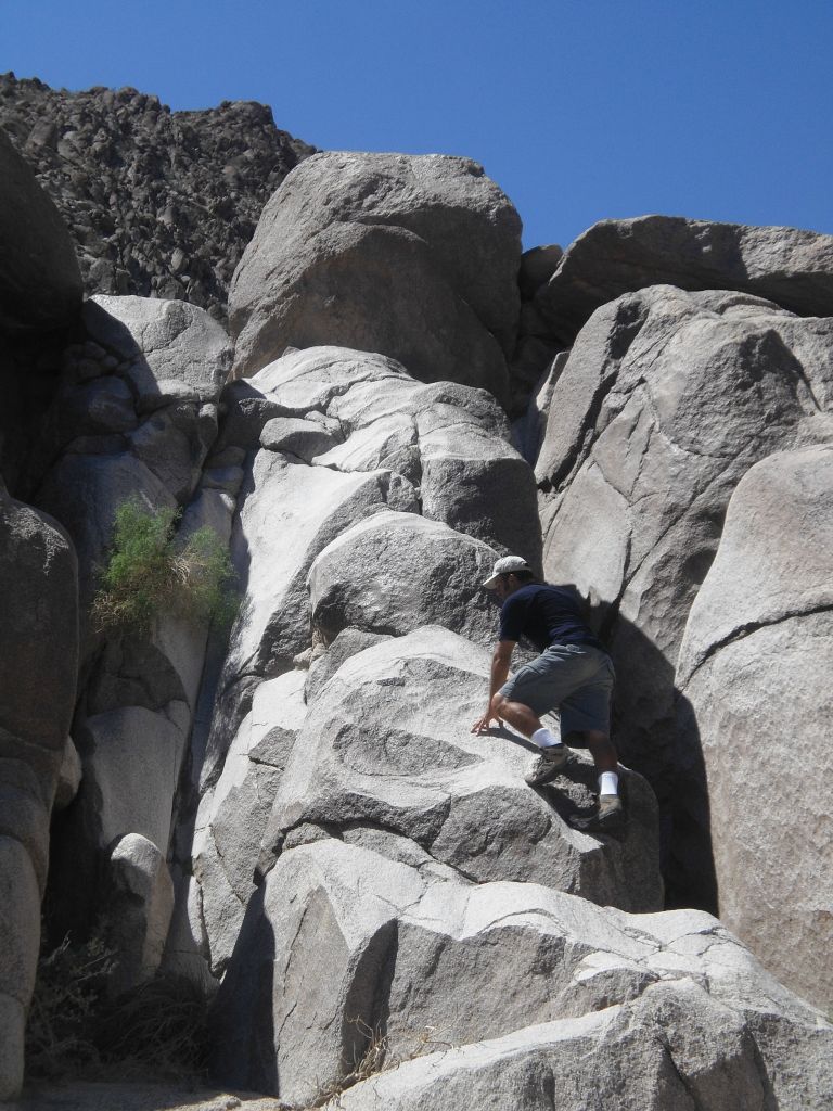 Steve vs. the boulders as he climbs up the middle portion of Boulder Falls.  This was a lot of fun: