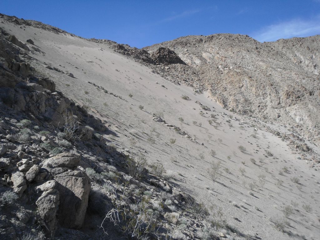 Looking at the final goal for the day-- the upper dune of Sand Canyon.  The next three pictures are a three shot panoramic moving from left to right.  The last picture on this slideshow shows the entire panoramic together: