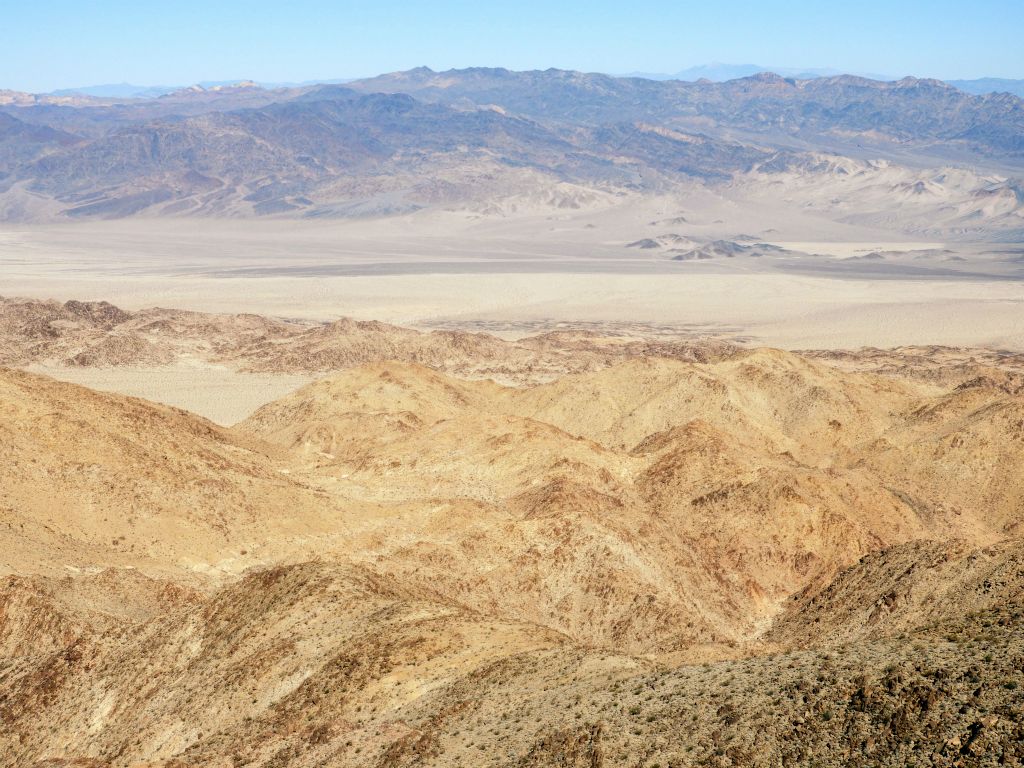 Looking across the valley to the northeast.  The open basin of Quartz Canyon is partially visible at the left side: