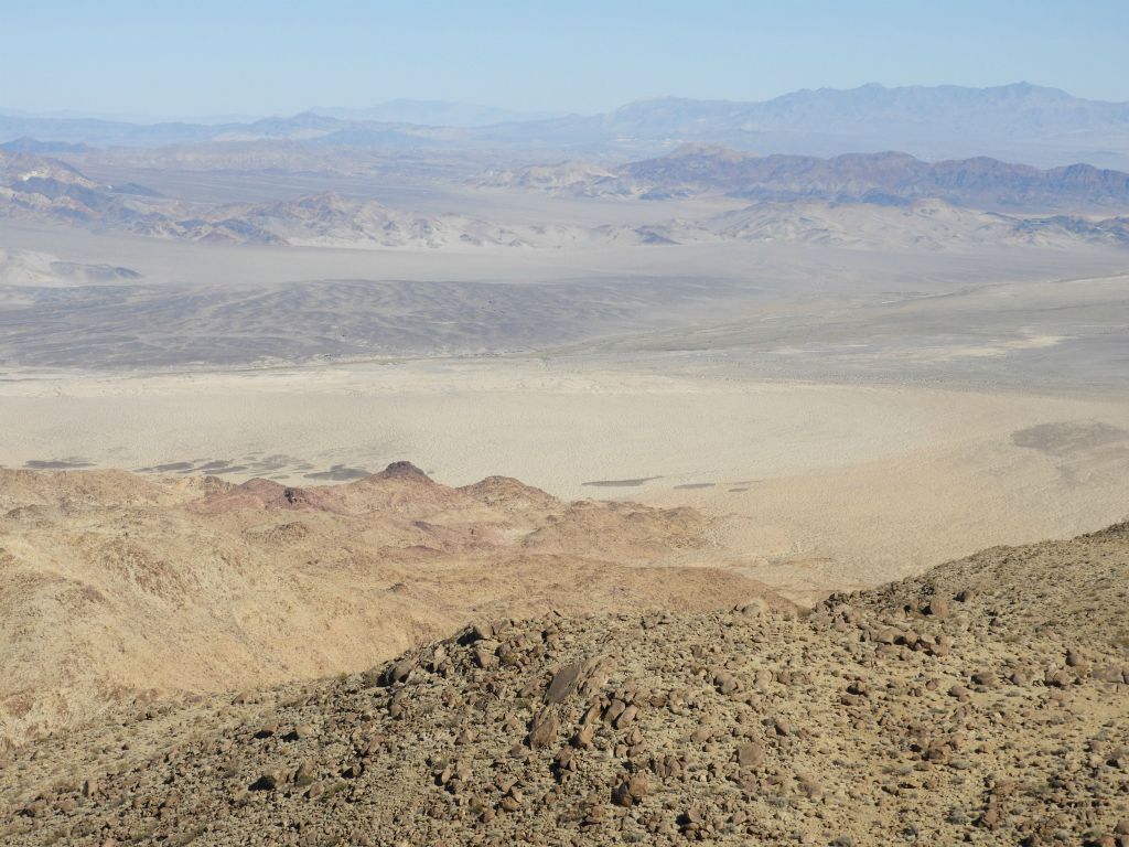 A lot of wide open desert is visible looking due east from the summit: