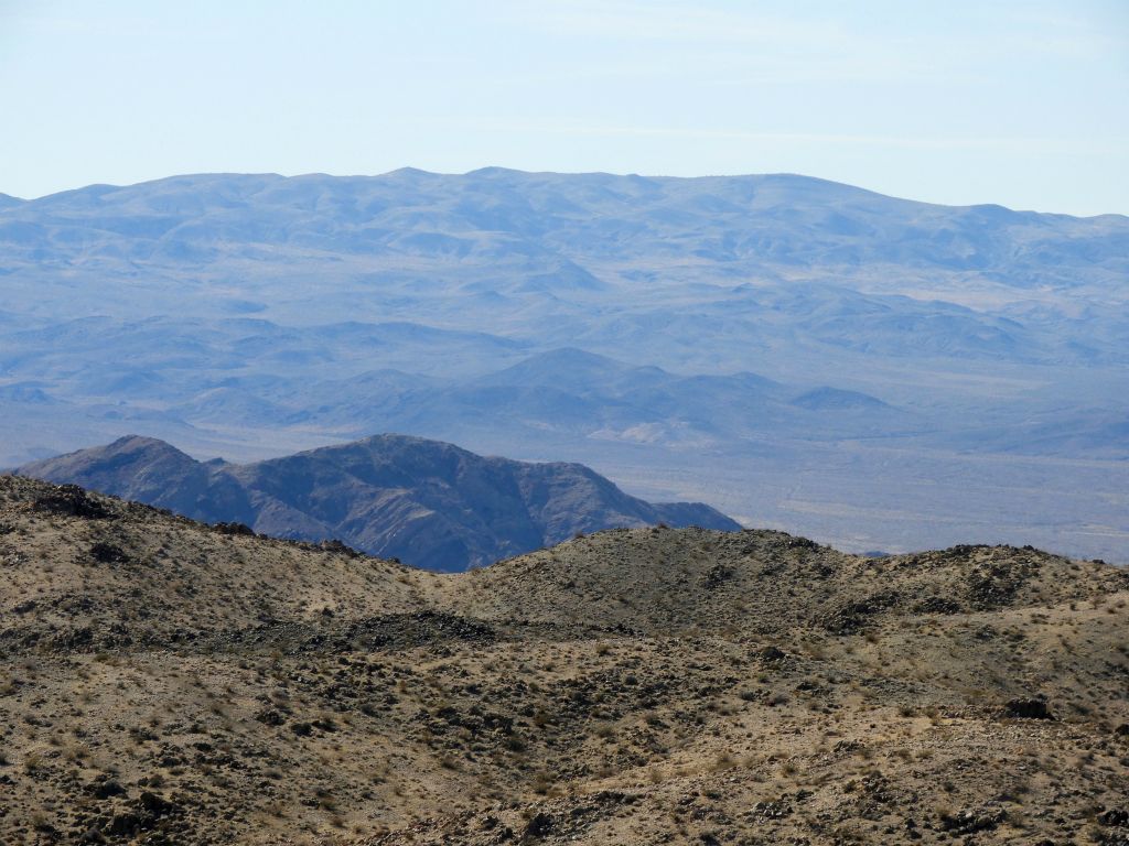 Quail BM (5,103 feet), the highest point of the Quail Mountains is visible as the bump near the center: