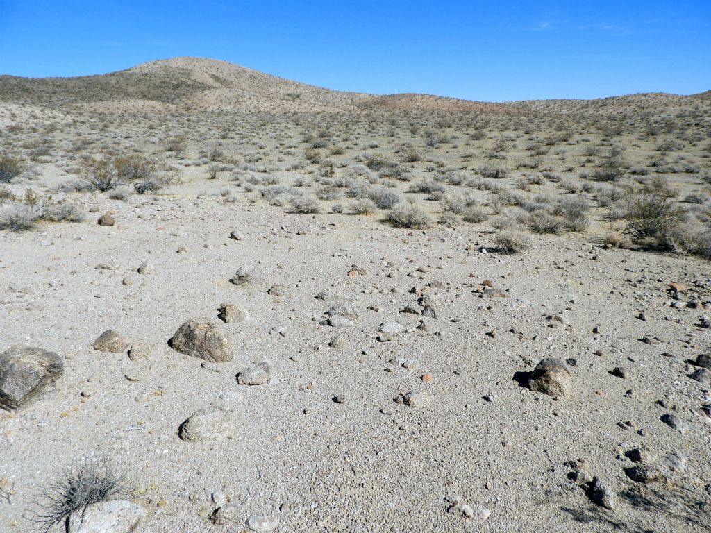 The burro trail led us to this long flat plateau that we had to cross.  Peak 966T was our guiding landmark.  We had to stay to the right of this minor peak: