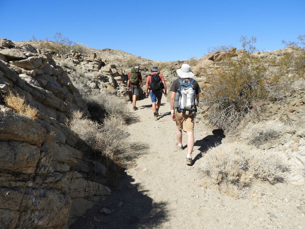 Our hikers heading up another wash toward the top of the range: