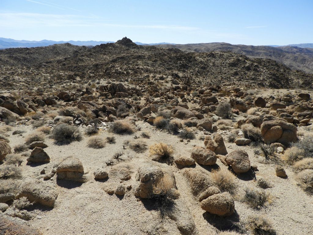 Looking back at some of the crazy terrain we crossed after leaving The Castle (seen rising up far in the distance):