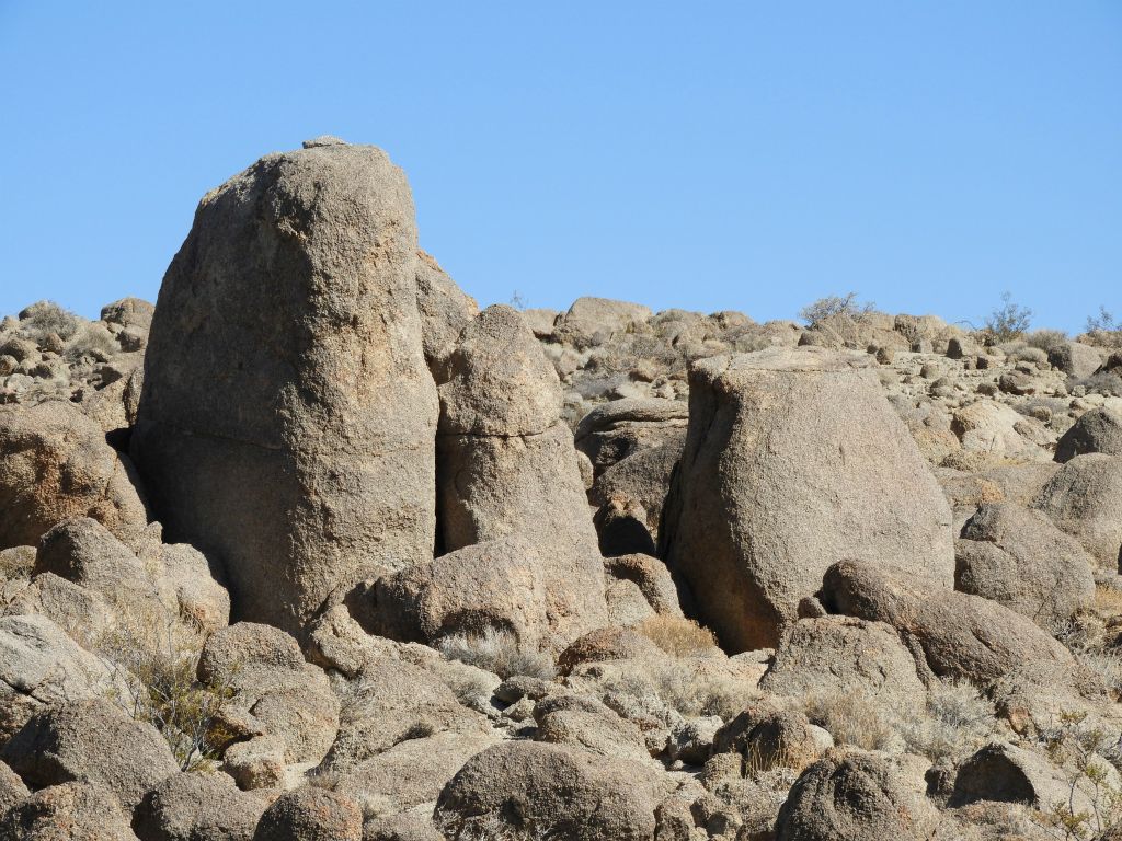 These upright boulders stood out among the smaller ones all around:
