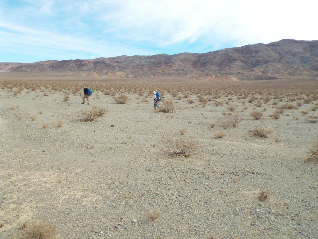 Tobin and Debbie maintaining a strong backpacking pace with the northwestern Owlsheads behind them: