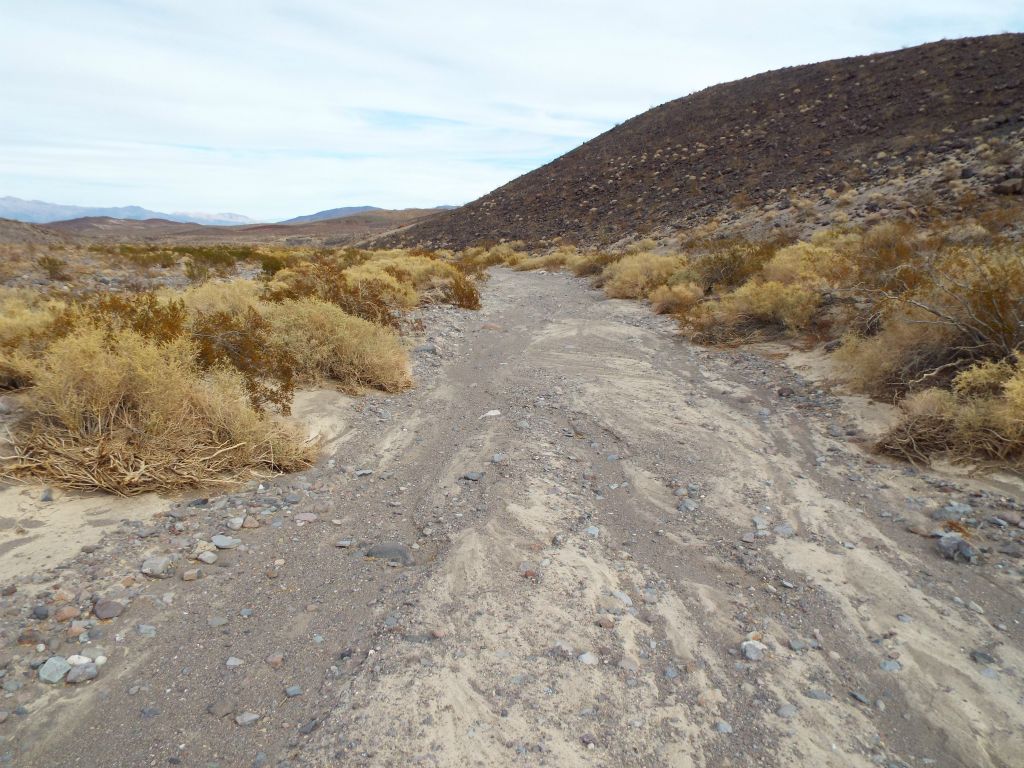At the battle site and for a while past it, the main wash remained narrow and close to the right side canyon wall: