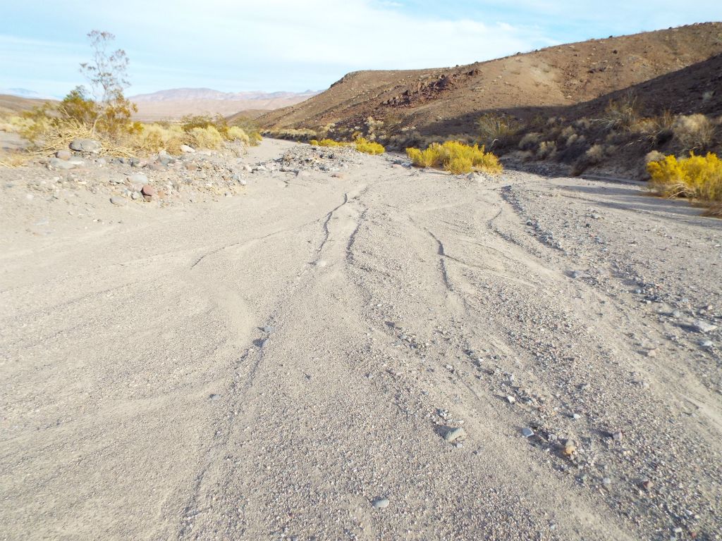 The main wash (and sometimes there could be many) usually had this type of ideal walking terrain: