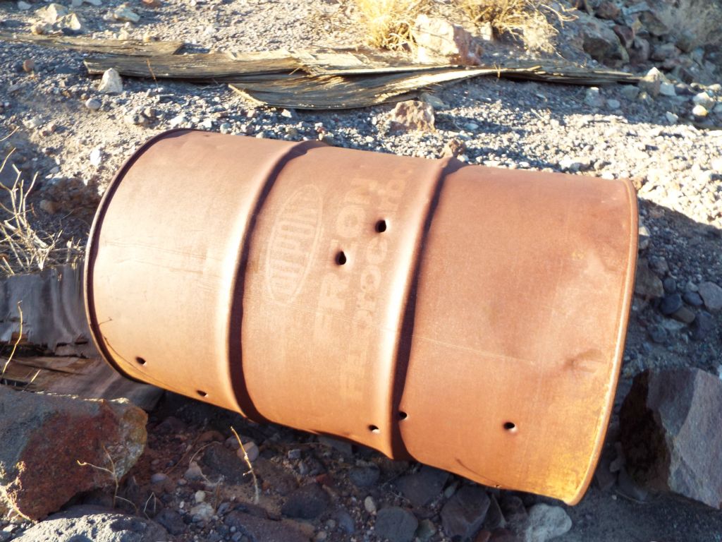 Notice that this barrel once contained Freon used in the mining process: