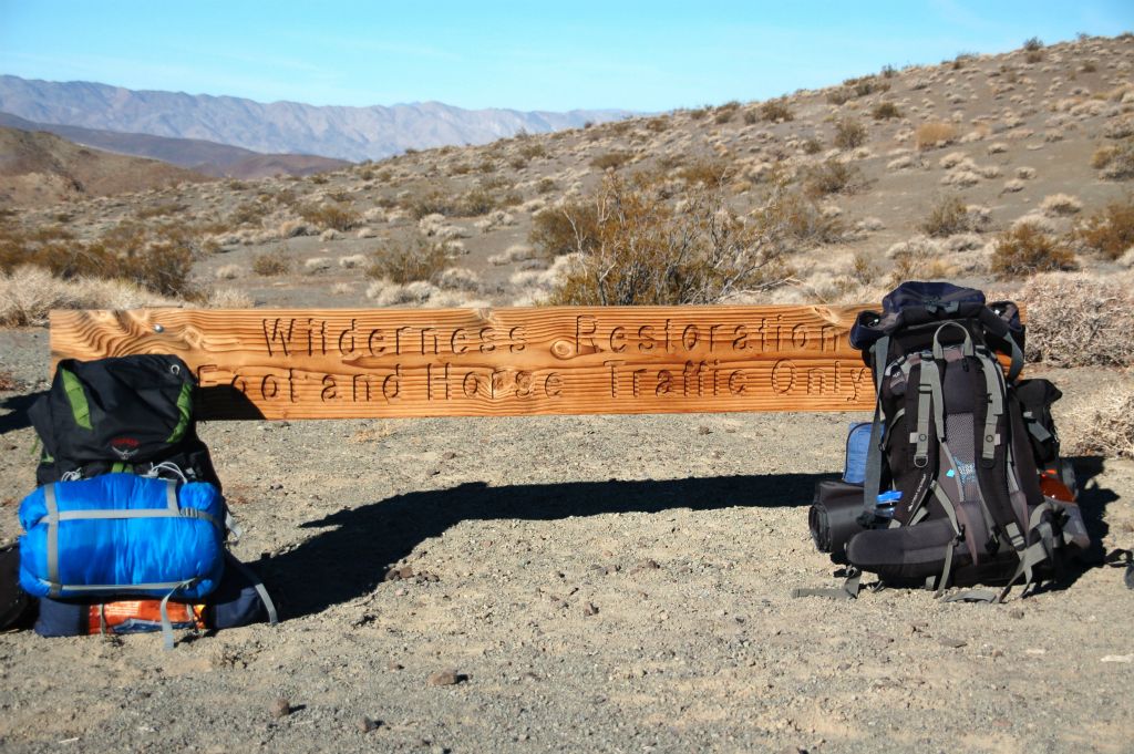 This sign marks the trailhead for a hike to Epsom Salt Works.  It also was the starting point for our hike toward Wingate Wash:
