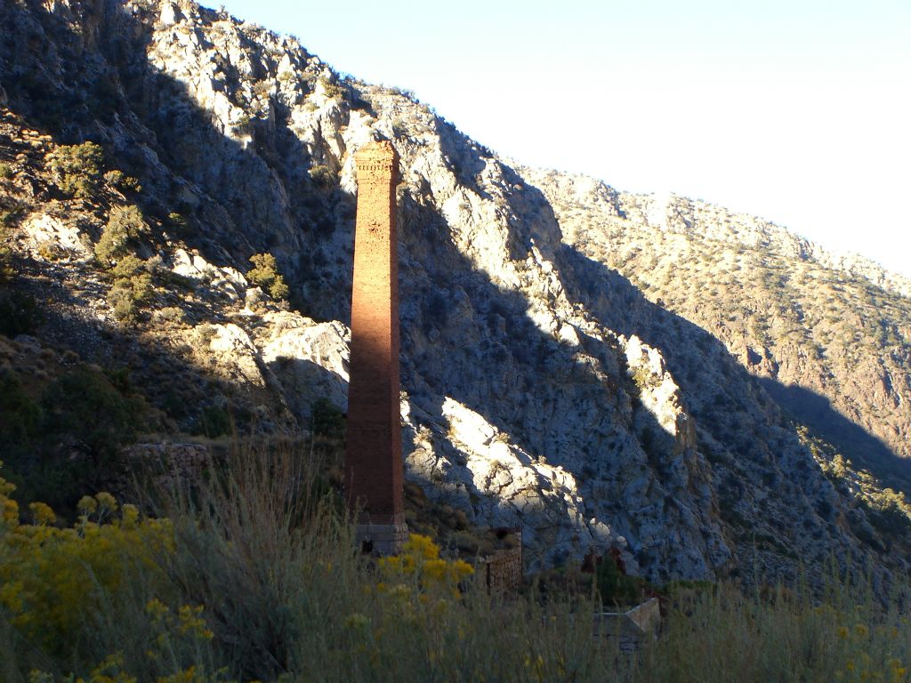 The first modern day picture shows the Panamint City smelter smokestack during a morning sunrise.  It is one of my favorite pictures out of my Death Valley collection of photos: