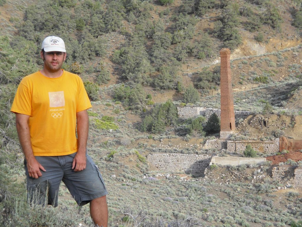 The final picture shows Steve with the smelter smokestack and ruins in the background: