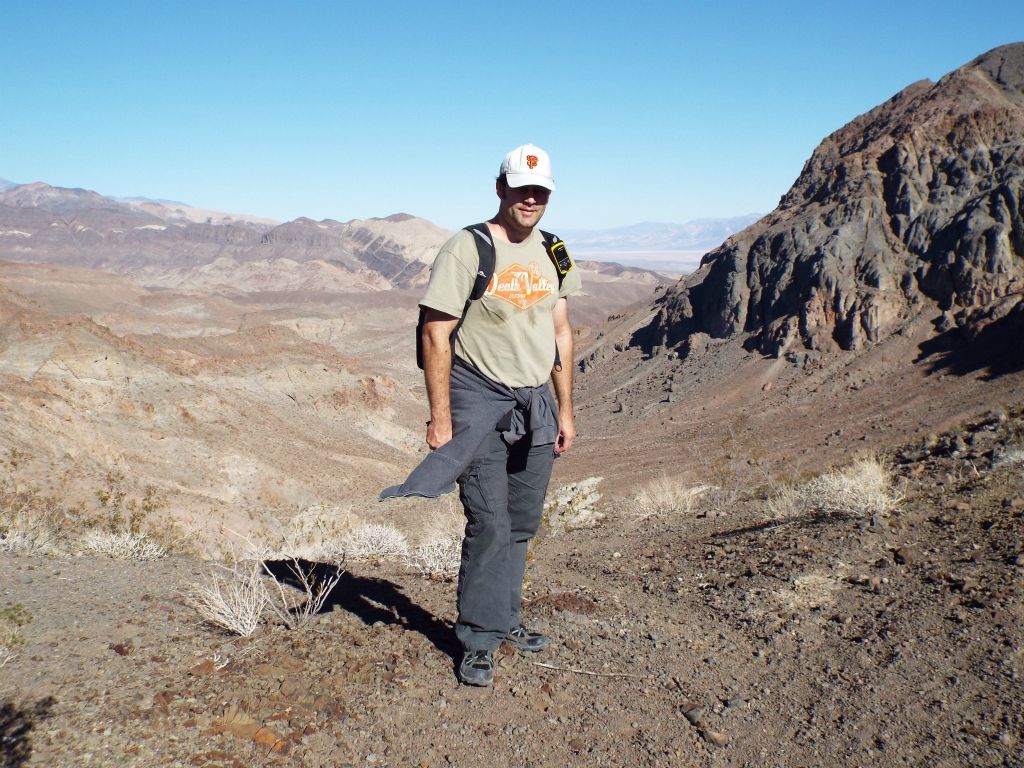 Steve on the pass with the Anvil Spring Canyon and Lost Spring Canyon area scenery in the background.  It was about 4 3/4 miles hiking to this point: