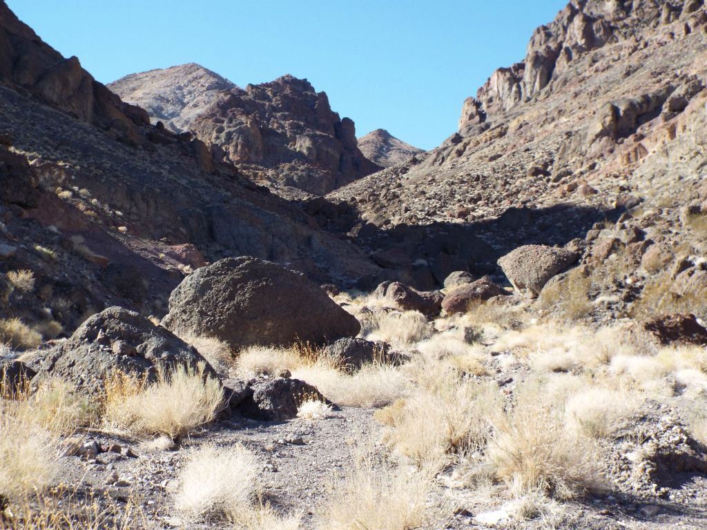 We would need to follow the gorge up ahead, staying right at any major junctions we encountered as we hoped to wrap around the mountain: