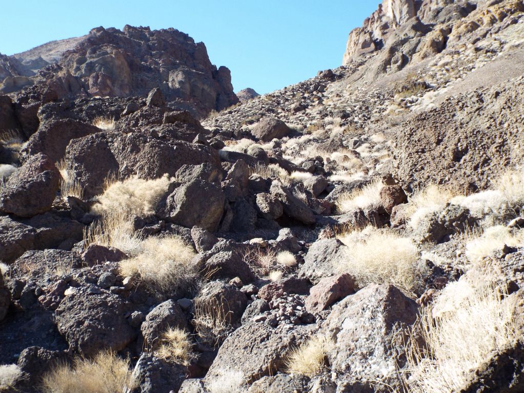 A few times, we found ways to circle around large boulders by staying on the hillside: