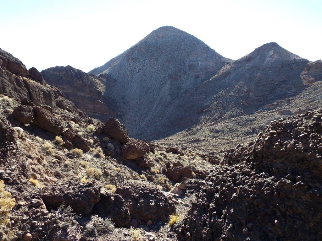 Looking back at the very distinct hill which rises above the small valley we were in: