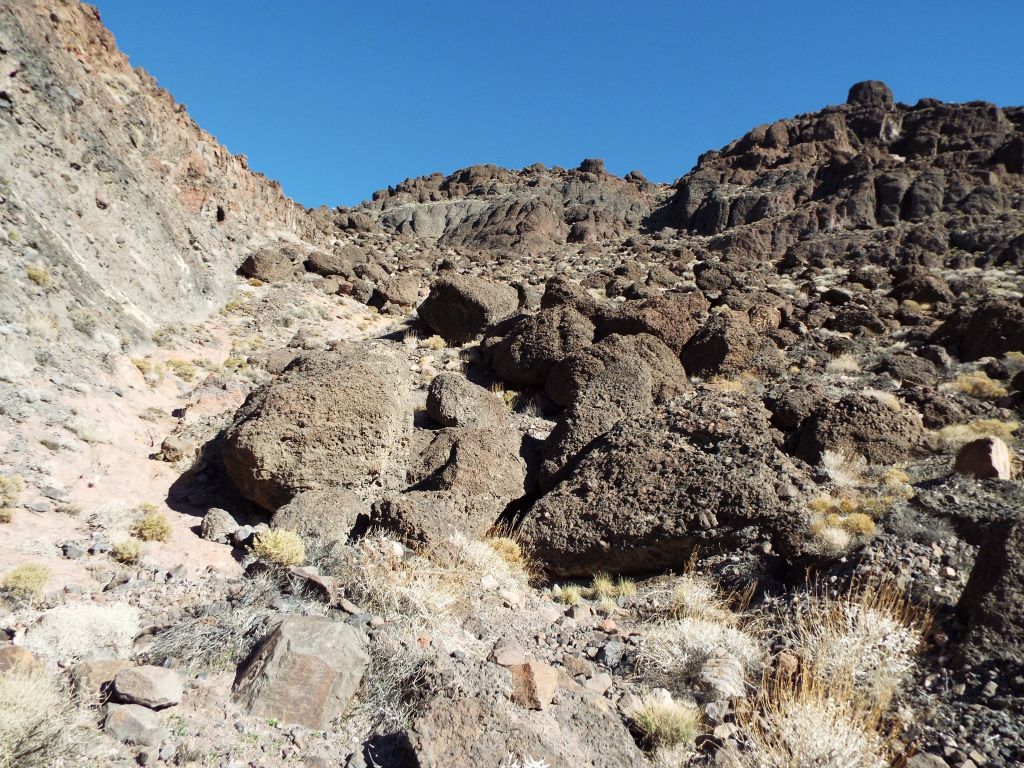 Continuing to hike uphill as we climbed up above the small valley: