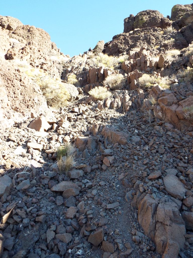 Continuing up the gully.  It was slow-going but we tried to make steady progress: