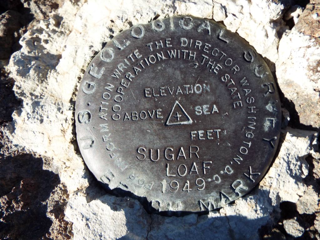 At the summit, we noticed that the benchmark was placed in 1949 and labeled as Sugar Loaf: