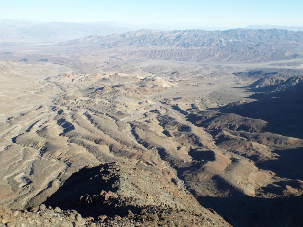 View to the east at some of the flatlands and drainages below which we crossed on our Front Face Route: