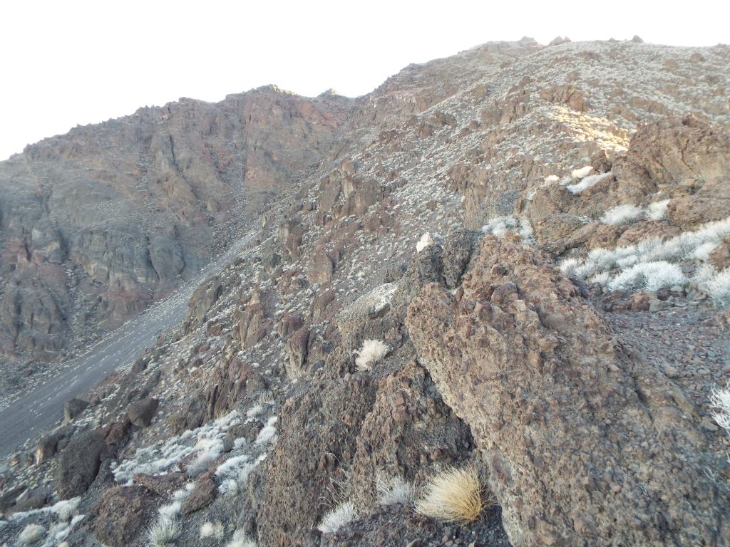 Looking back up at some of the nasty terrain we had gone down: