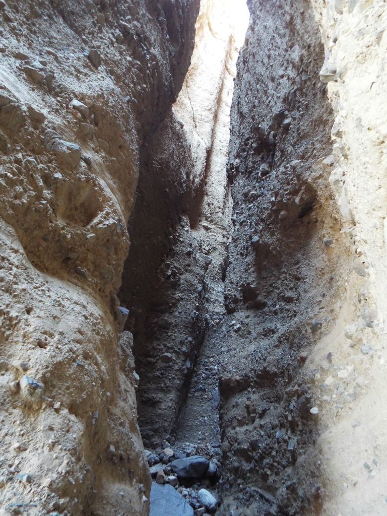 The left fork absolutely dwarfs a hiker walking through: