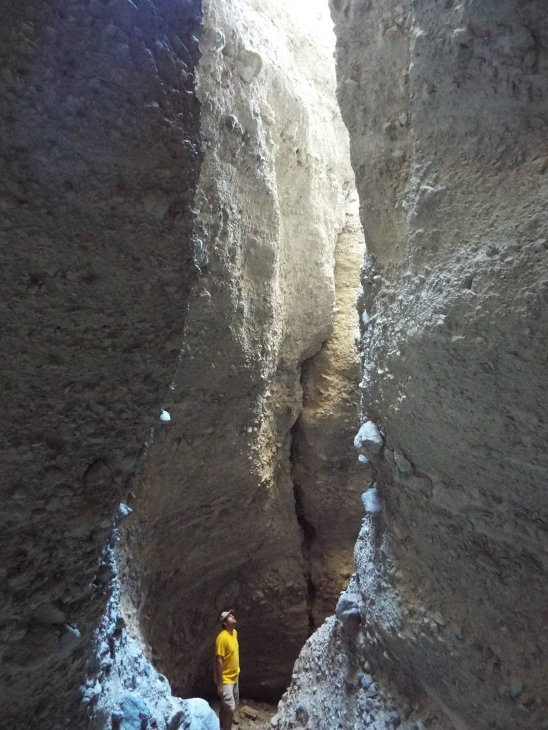Steve looking up in awe at the very impressive walls of TB Slot 1: