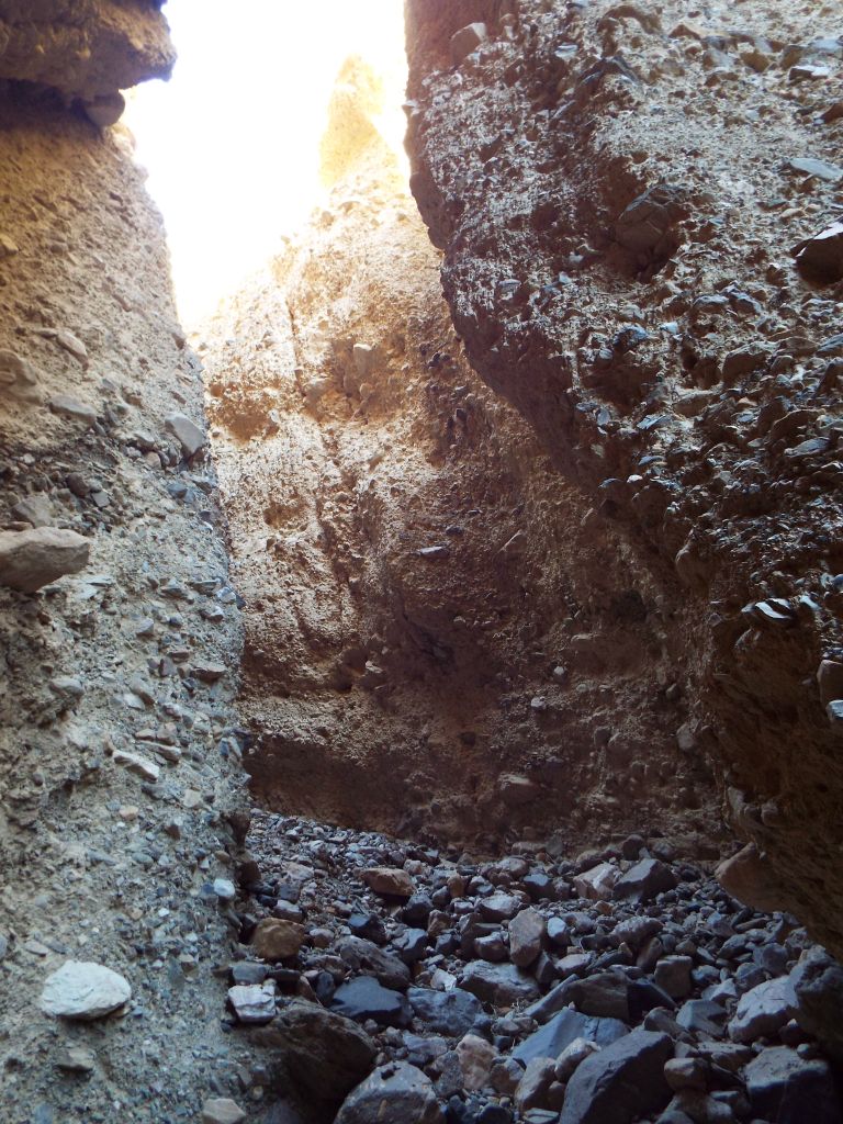 The upper portion of TB Slot 2 became quite steep and filled with small boulders: