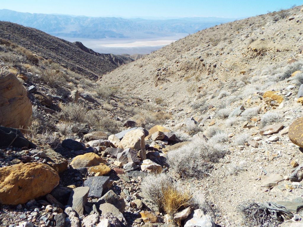 The upper portion of the northern fork was open and uninteresting with the exception of this view back toward Panamint Valley: