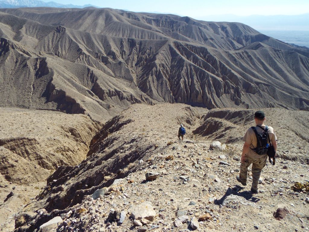 We decided to take this ridgeline down from the top.  I continued straight ahead, while Tobin and Charlie turned off to the right.  We didn't know if either of our routes would make it down: