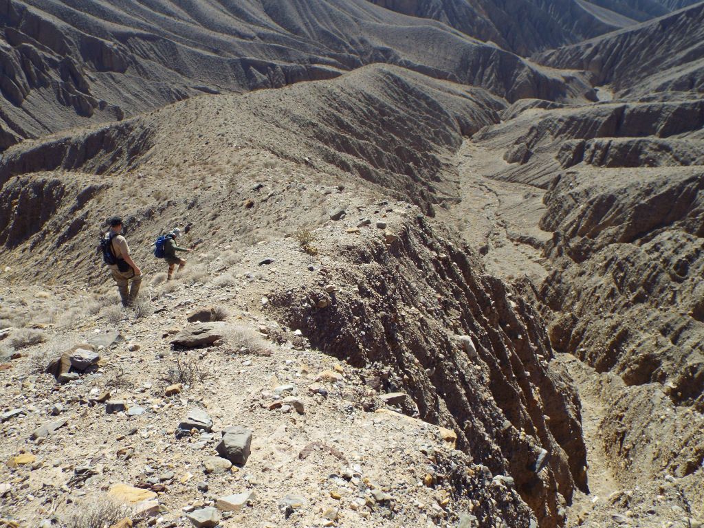 Charlie and Tobin turning off and testing out their route down.  Notice they didn't get too close to the edge: