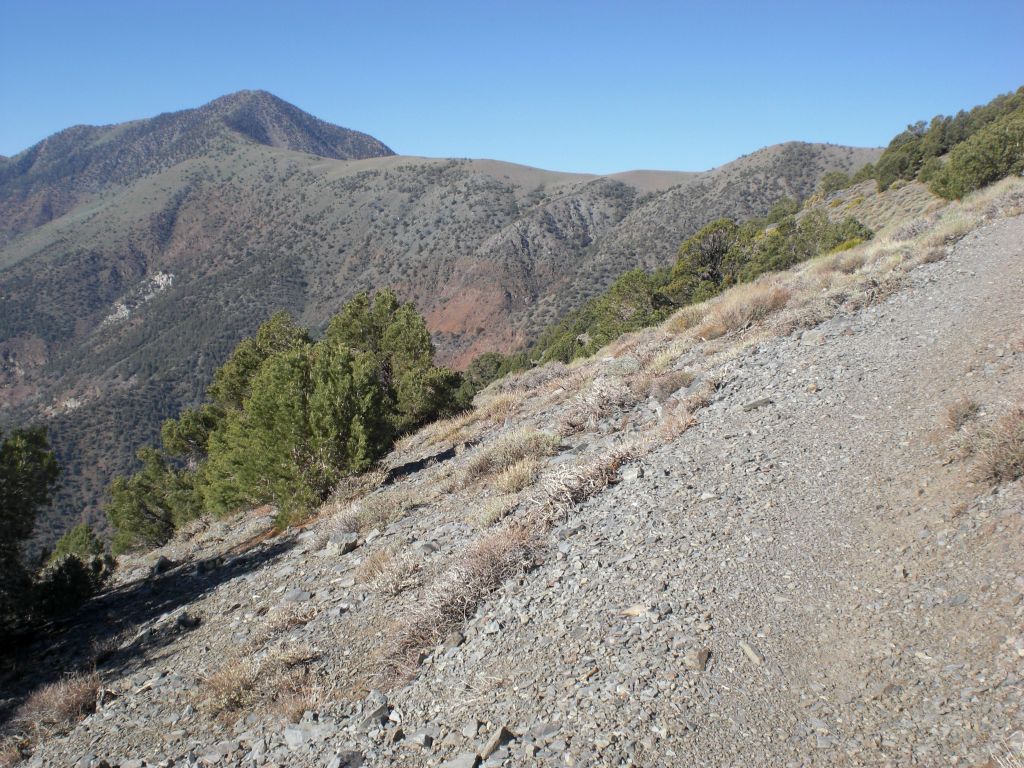 Catching our first view of Telescope Peak far in the distance: