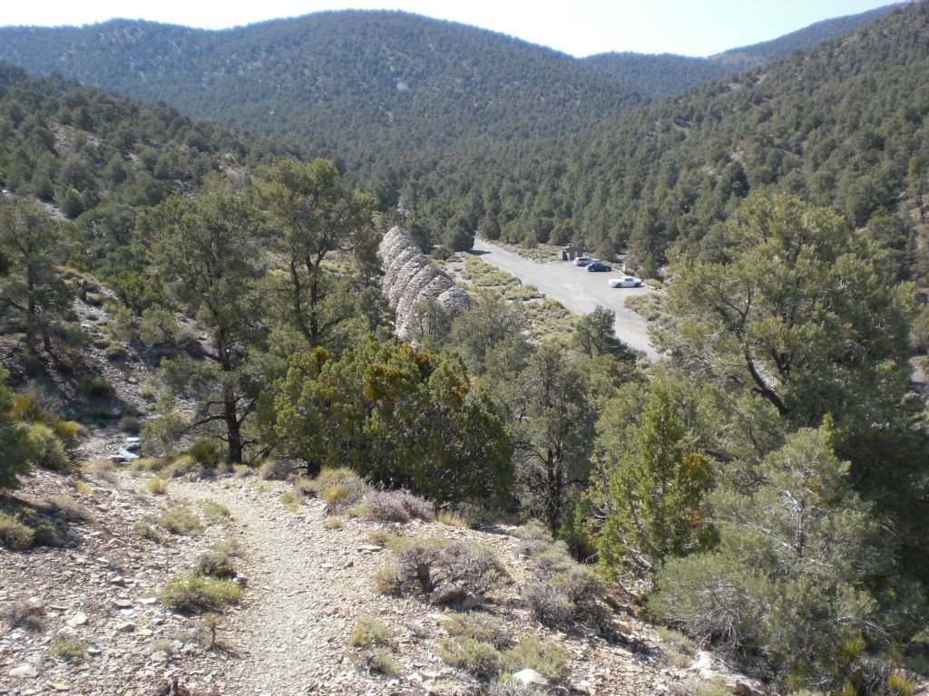 Looking back at the parking area and Charcoal Kilns after the first short uphill portion: