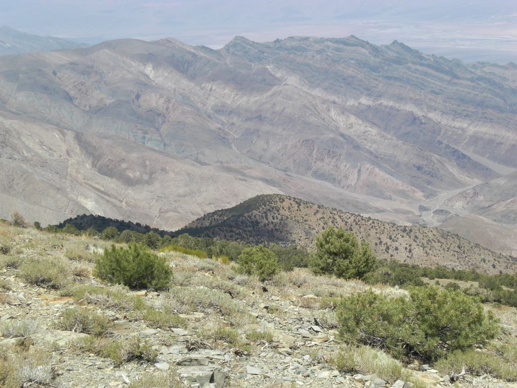 The ridgeline which steeply drops down into Trail Canyon can be seen here: