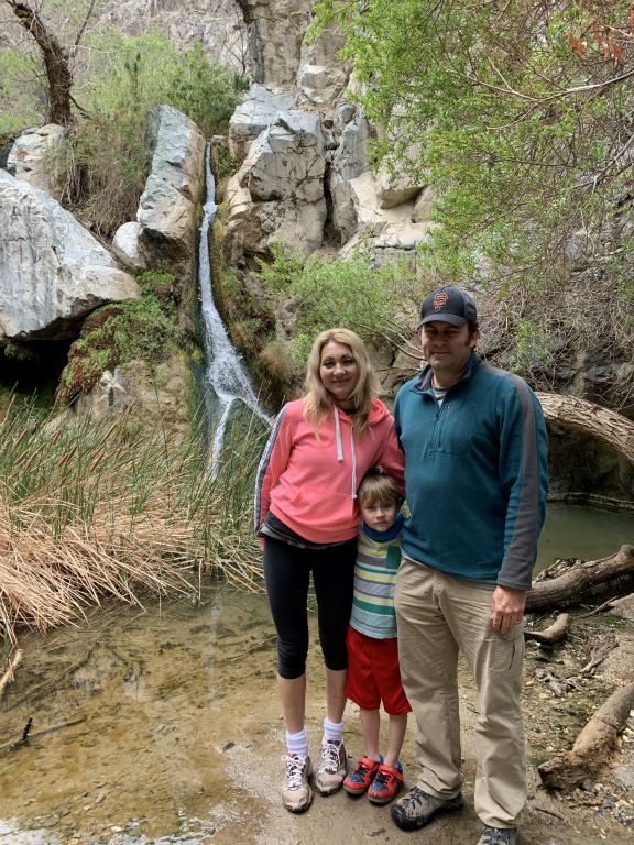 A family picture taken at Lower Darwin Falls: