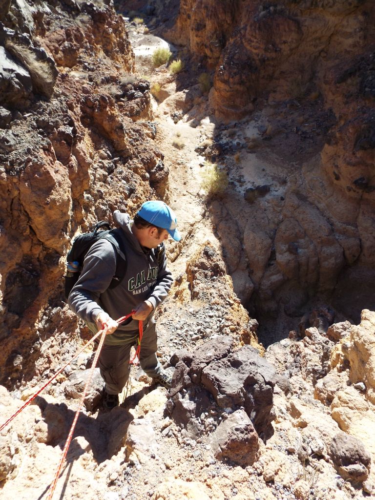 There was only one short area that required the use of safety ropes.  Even so, I stayed far away from the exposed side of the dry fall: