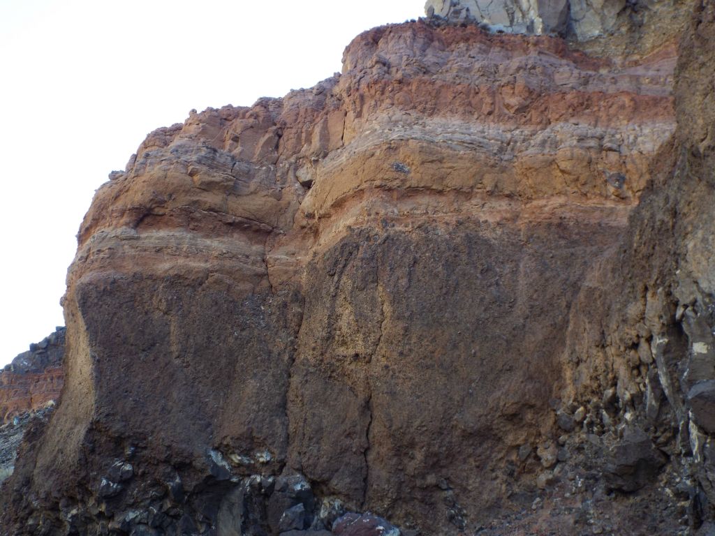 Try to count the layers and colors within this section of canyon wall: