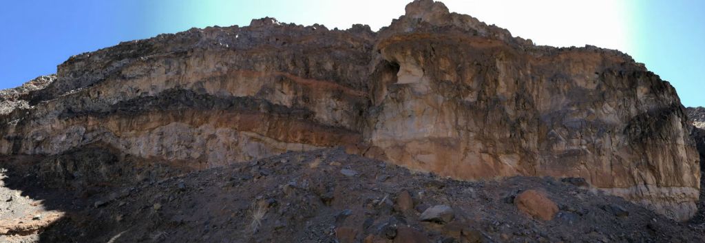 Panoramic of the eastern cliff face dropping off into Lee Wash MSC: