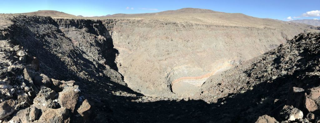 Panoramic looking back at the upper canyon and 1st major dry fall: