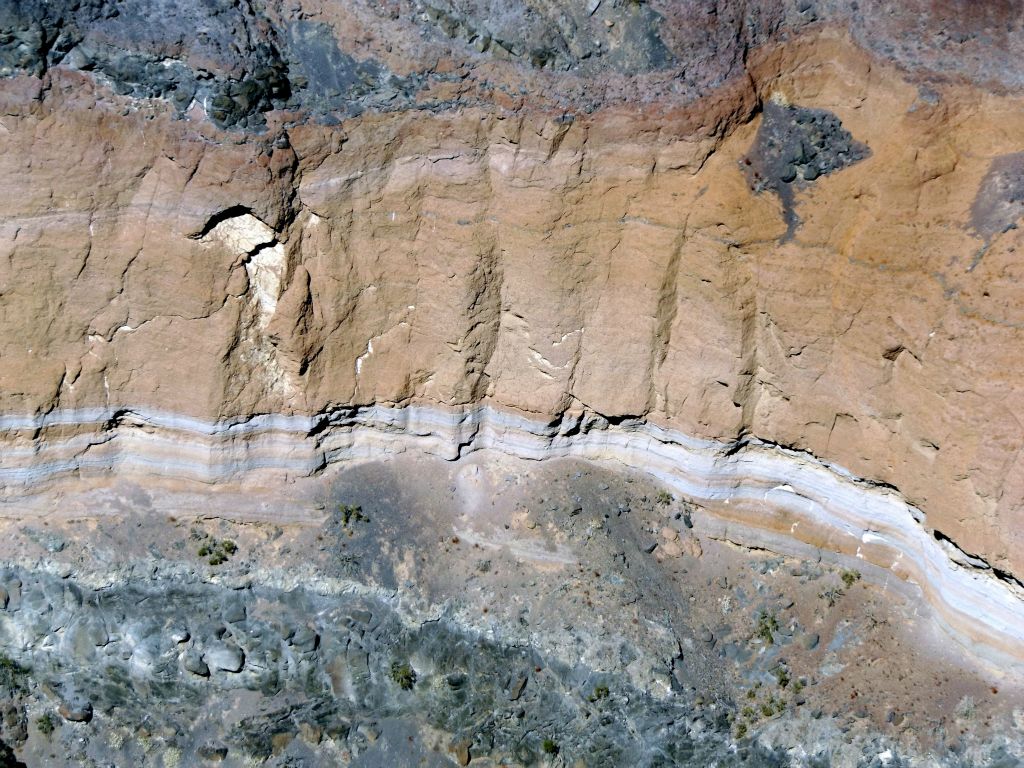 Notice all the distinct layers of rock as well as the various textures: