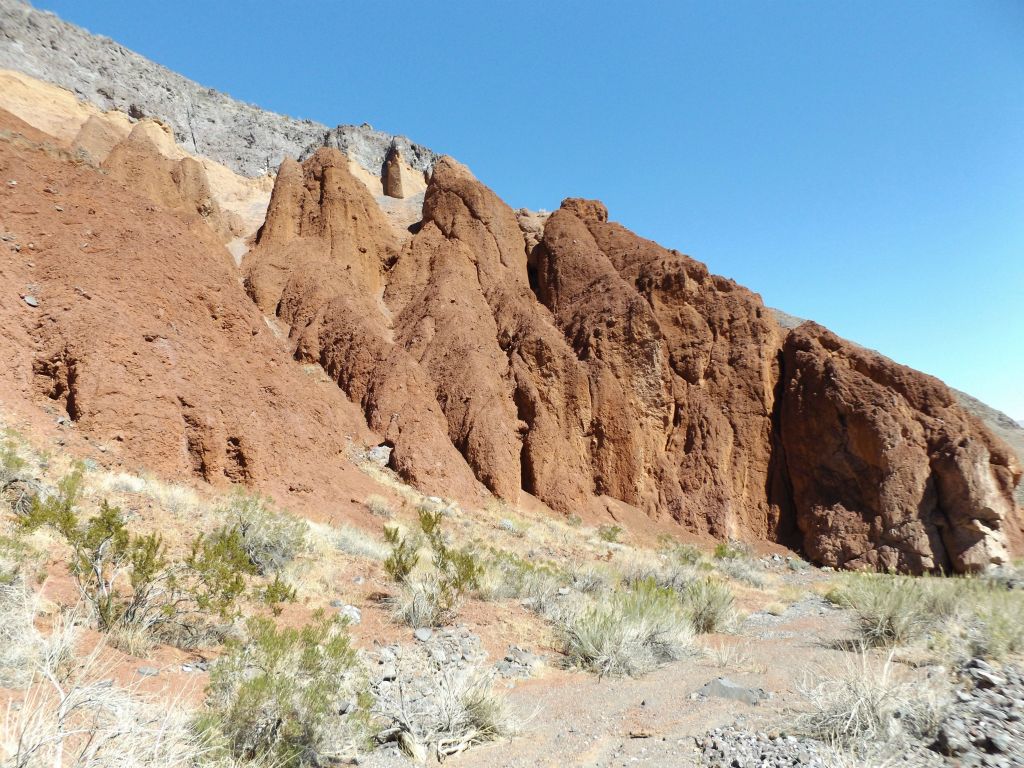 At the very bottom of the canyon, the hillside was taken over by these colorful formations: