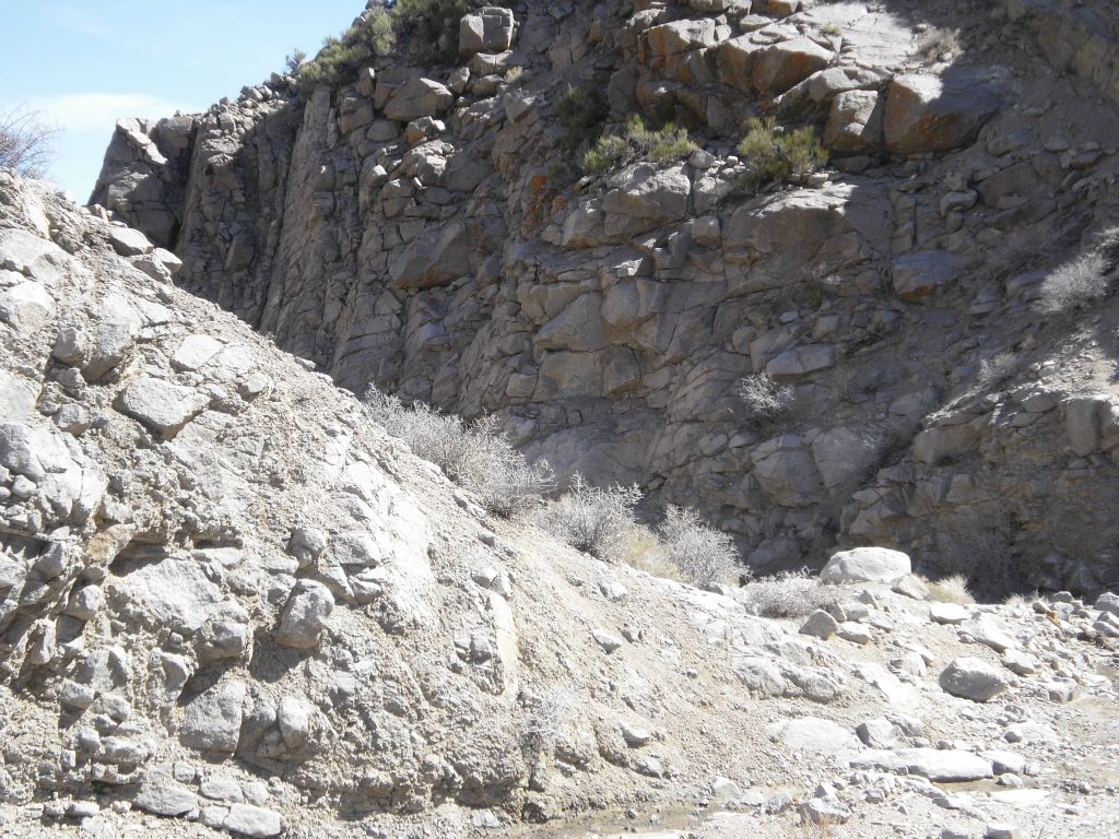 Up until now, there were just dirt hillsides on both sides of the canyon.  But soon we encountered the first of many rock walls: