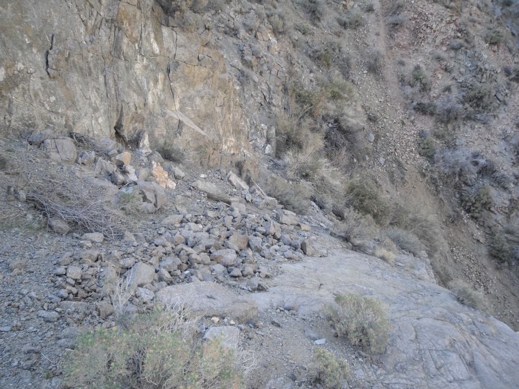 Heading down the relatively easy but slightly steep bypass to the northwest of the waterfall.  This is looking down the first section: