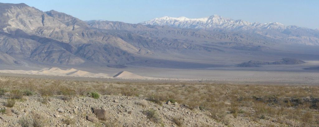 We next began hiking cross country toward the Panamint Sand Dunes.  Because of the length of this report, I have included the last few pictures at the bottom of the Panamint Sand Dunes page.  This is a panoramic view out toward Lake Hill.  Our second vehicle was parked on the Lake Hill / Big Four Mine Road just north of Lake Hill: