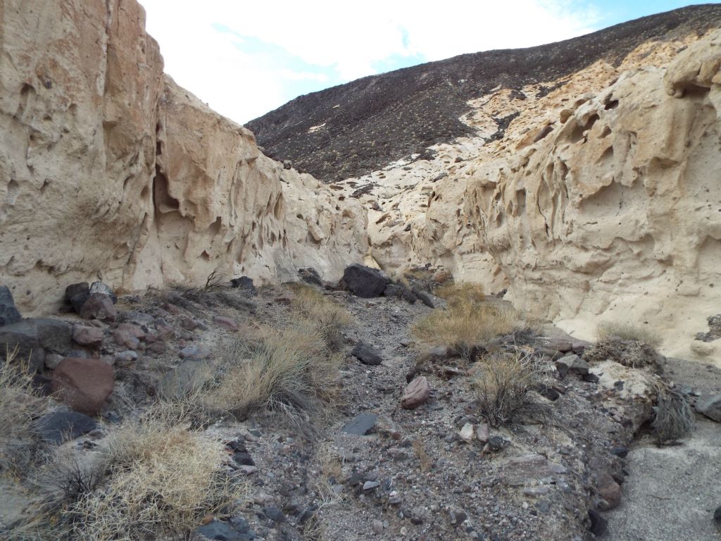 A long straight section of narrows within Tafoni Canyon: