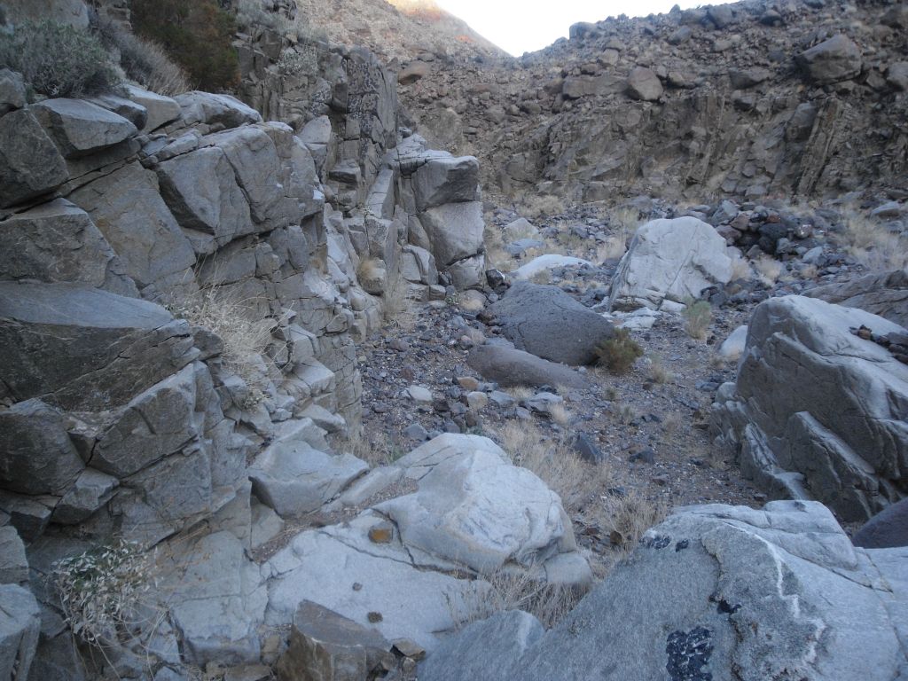 There were some large boulders but these could be climbed down or worked around: