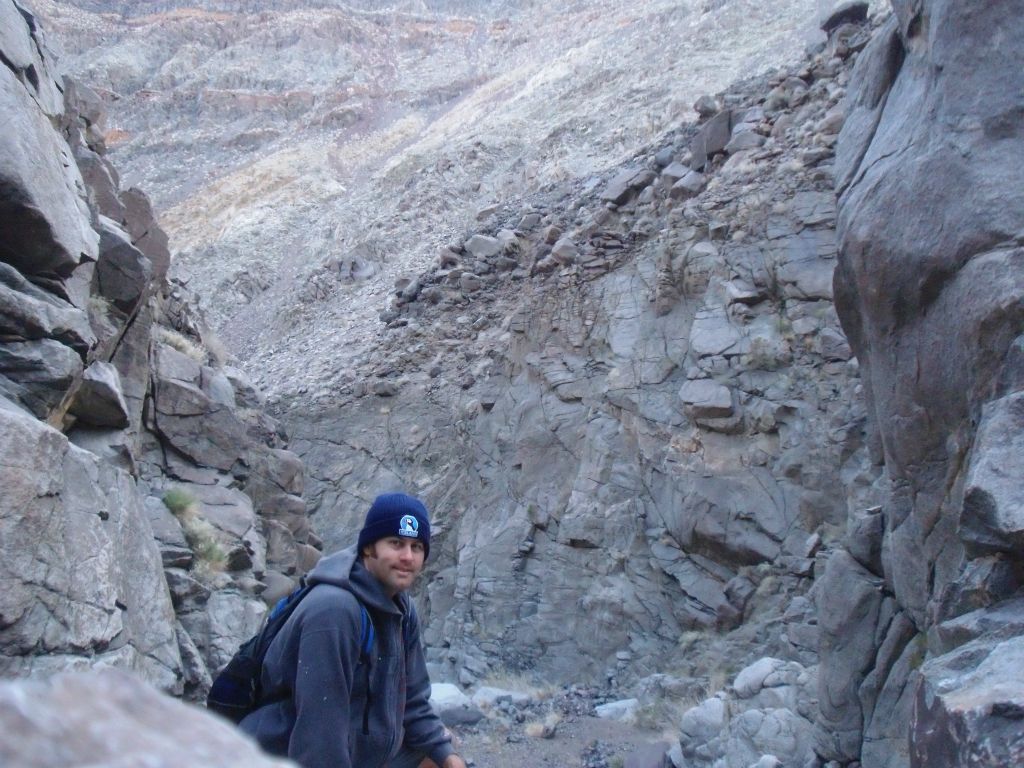 One last picture of Steve at the top of the 4th major dry fall looking into Lower Rainbow Canyon.  After taking this photo, I exited the canyon just before it got too dark to see: